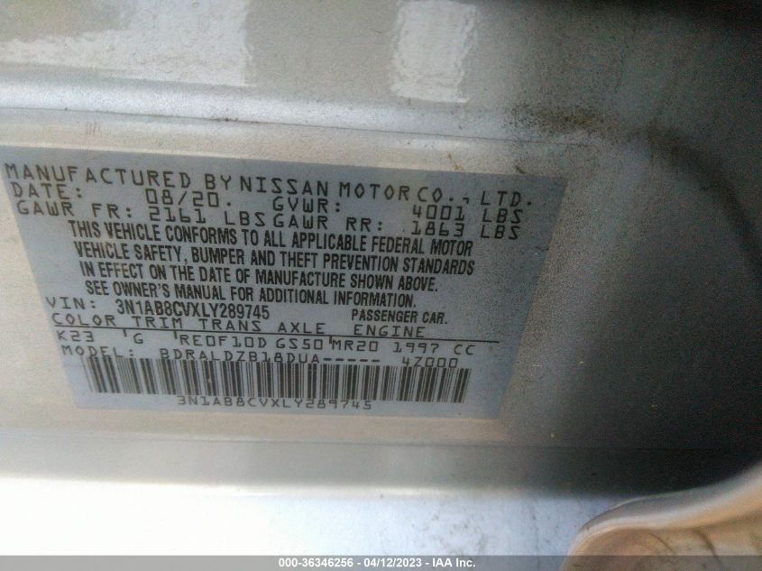 2020 NISSAN SENTRA SV - 3N1AB8CVXLY289745