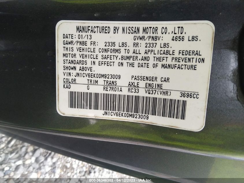 2013 INFINITI G37 COUPE JOURNEY - JN1CV6EK0DM923009