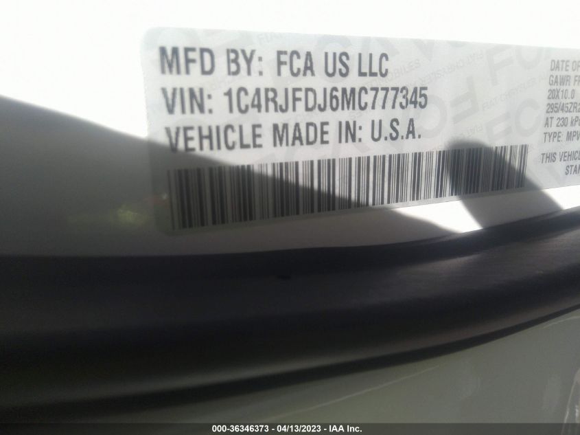 2021 JEEP GRAND CHEROKEE SRT - 1C4RJFDJ6MC777345