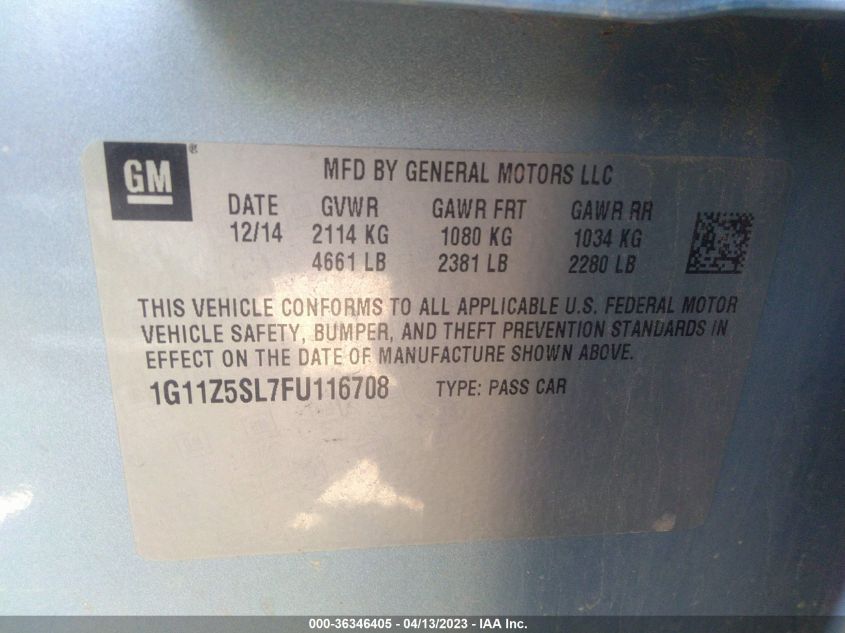 2015 CHEVROLET IMPALA LS - 1G11Z5SL7FU116708