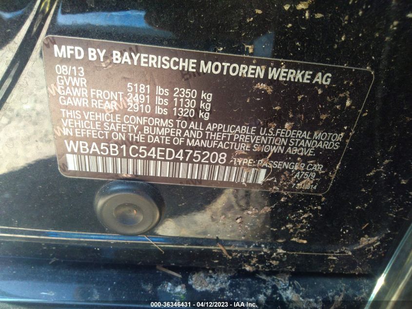 2014 BMW 5 SERIES 535I - WBA5B1C54ED475208