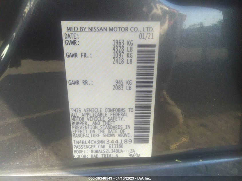 2021 NISSAN ALTIMA 2.5 SR - 1N4BL4CV3MN344189