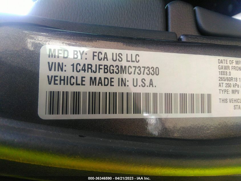 2021 JEEP GRAND CHEROKEE LIMITED - 1C4RJFBG3MC737330