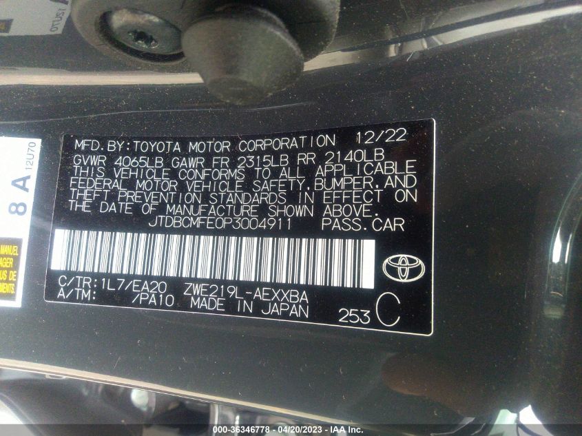 2023 TOYOTA COROLLA HYBRID - JTDBCMFE0P3004911