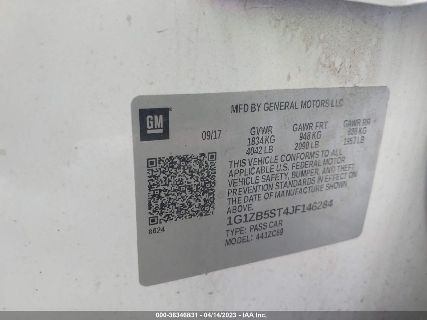 2018 CHEVROLET MALIBU LS - 1G1ZB5ST4JF146284