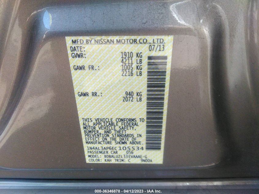 2014 NISSAN ALTIMA 2.5 SV - 1N4AL3AP6EC105534
