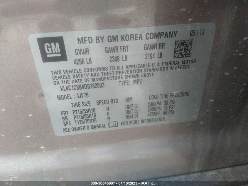 2013 BUICK ENCORE LEATHER - KL4CJCSB4DB182803