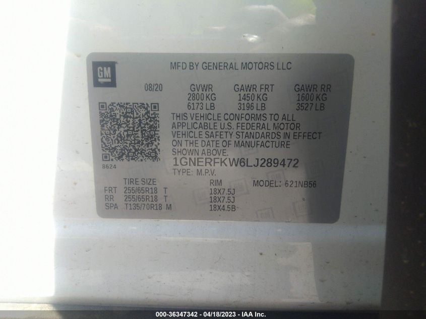 2020 CHEVROLET TRAVERSE LS - 1GNERFKW6LJ289472