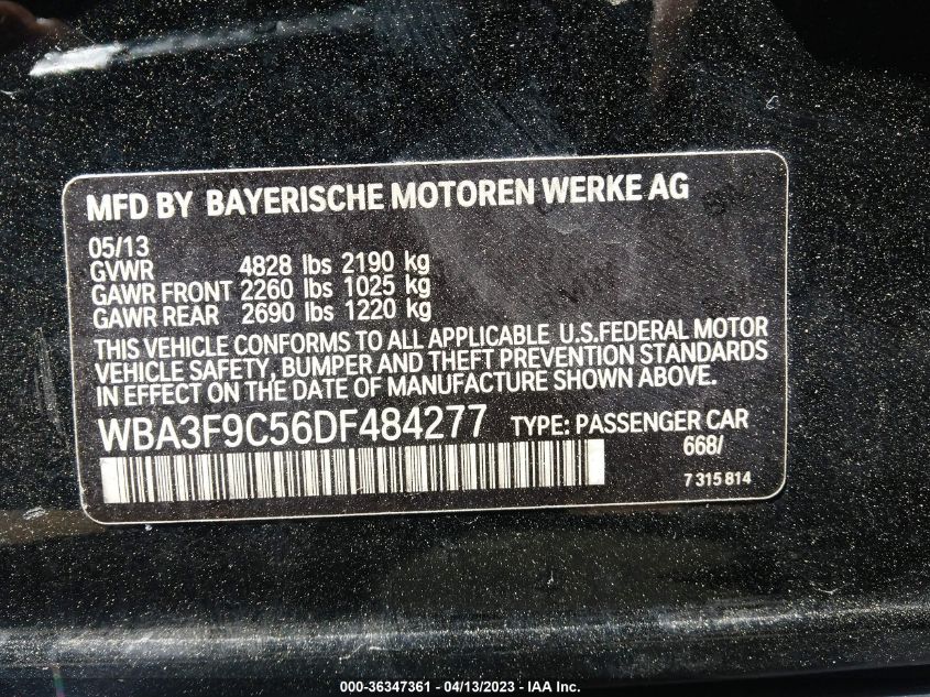 2013 BMW 3 SERIES ACTIVEHYBRID 3 - WBA3F9C56DF484277