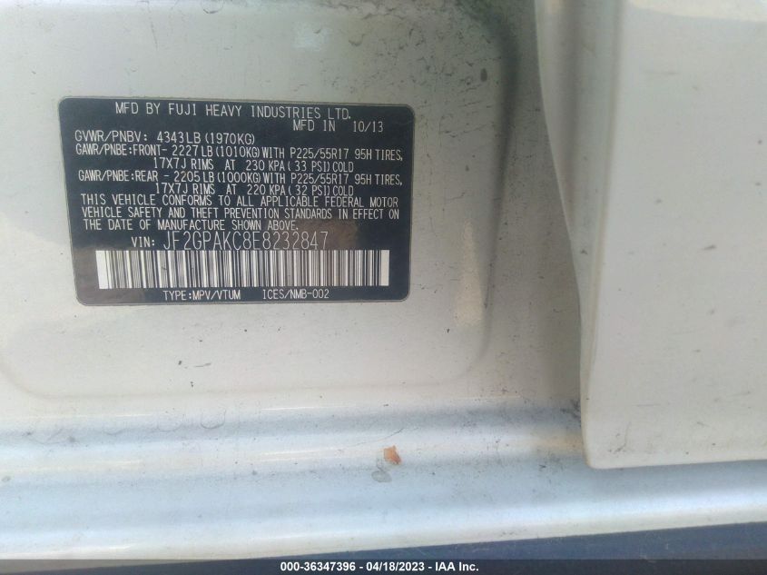 2014 SUBARU XV CROSSTREK LIMITED - JF2GPAKC8E8232847