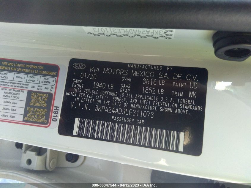 2020 KIA RIO LX - 3KPA24AD9LE311073