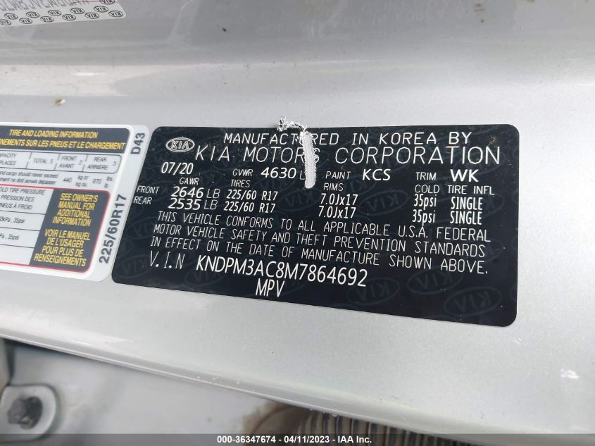 2021 KIA SPORTAGE LX - KNDPM3AC8M7864692
