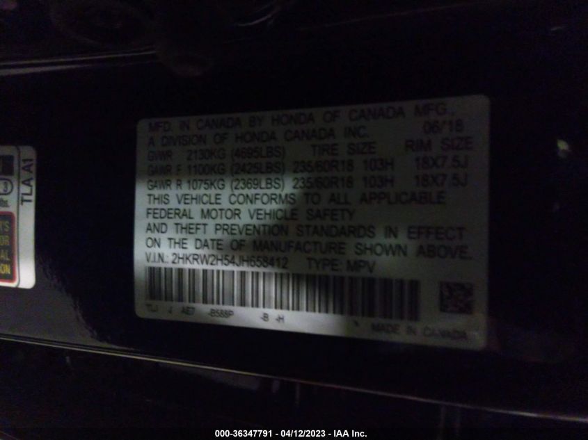 2018 HONDA CR-V EX - 2HKRW2H54JH658412