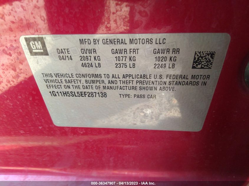 2014 CHEVROLET MALIBU LTZ - 1G11H5SL5EF287138