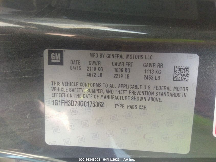 2016 CHEVROLET CAMARO 2SS - 1G1FH3D79G0175362