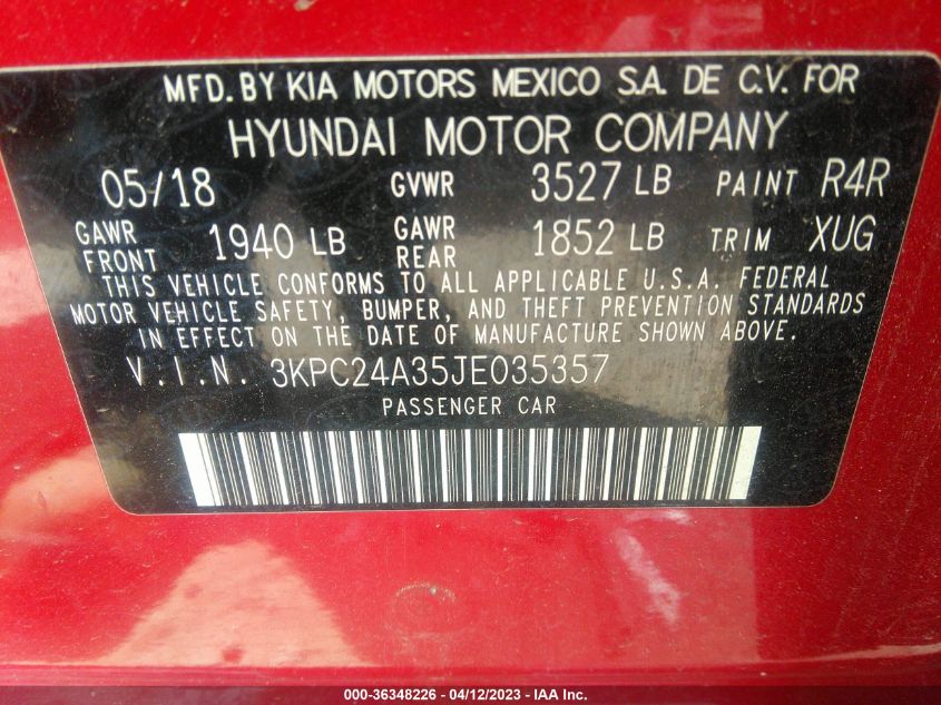 2018 HYUNDAI ACCENT SE - 3KPC24A35JE035357