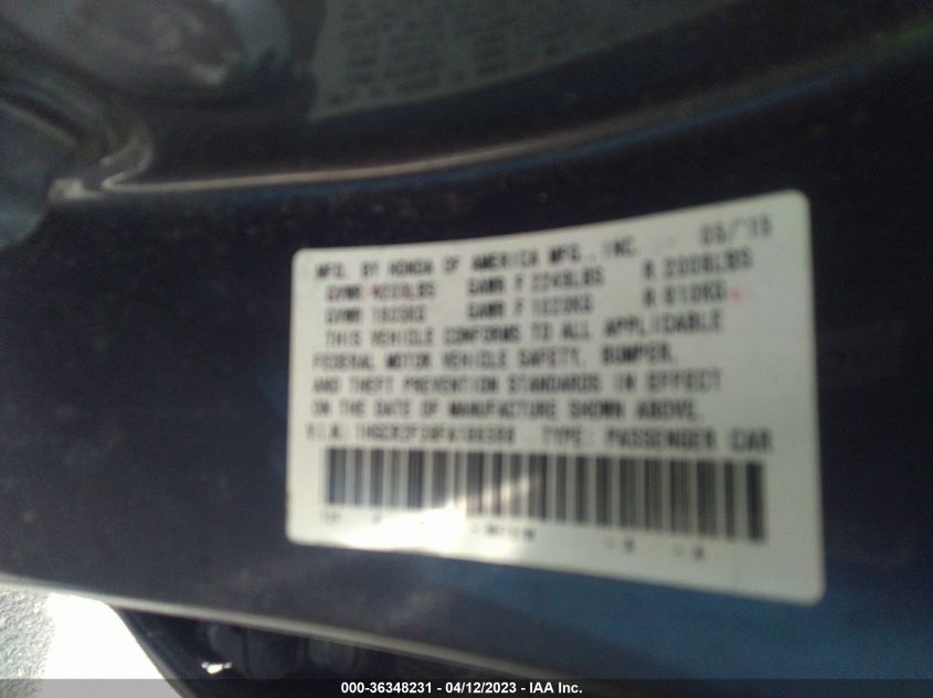 2015 HONDA ACCORD SEDAN LX - 1HGCR2F38FA186598