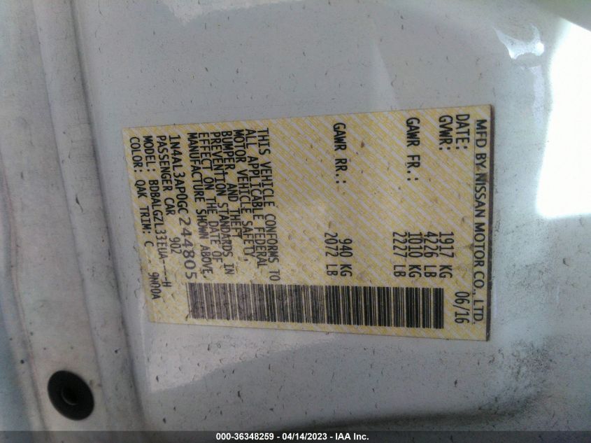 2016 NISSAN ALTIMA 2.5 S - 1N4AL3AP0GC244805