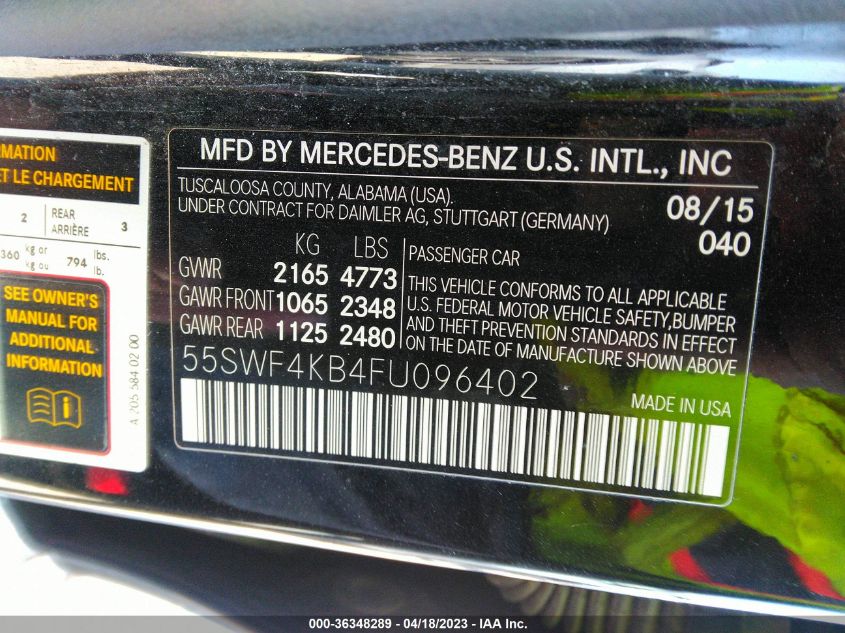 2015 MERCEDES-BENZ C-CLASS C 300 - 55SWF4KB4FU096402