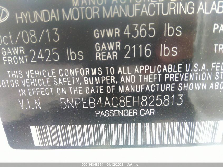 2014 HYUNDAI SONATA GLS - 5NPEB4AC8EH825813