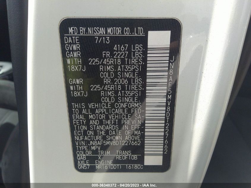 2013 NISSAN JUKE NISMO - JN8AF5MV8DT227662