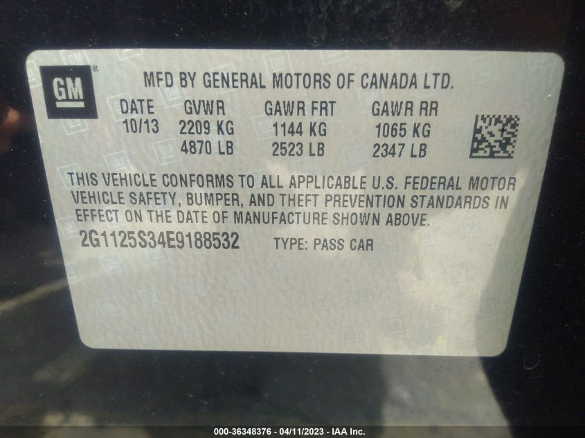 2014 CHEVROLET IMPALA LT - 2G1125S34E9188532