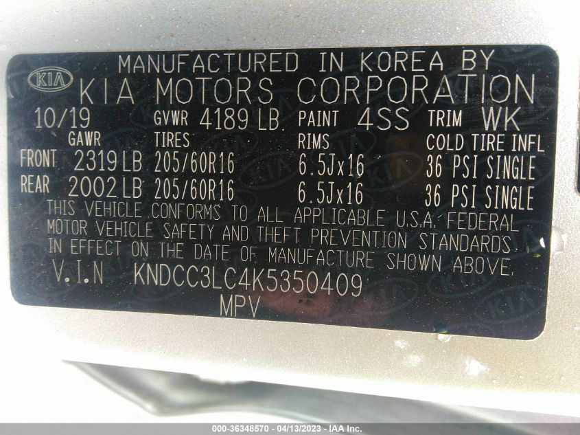 2019 KIA NIRO EX - KNDCC3LC4K5350409