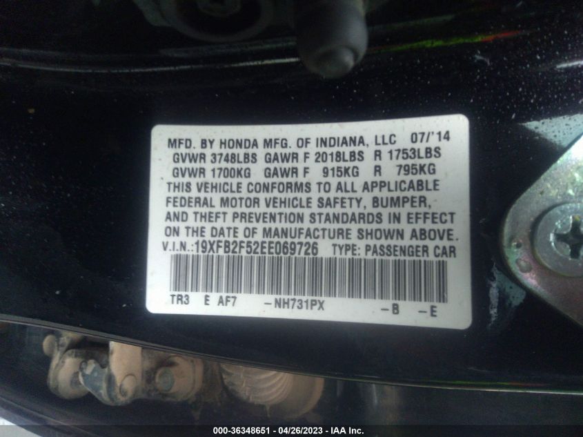 2014 HONDA CIVIC SEDAN LX - 19XFB2F52EE069726