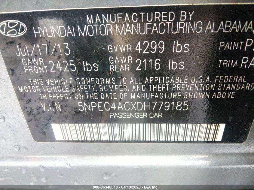 2013 HYUNDAI SONATA SE - 5NPEC4ACXDH779185