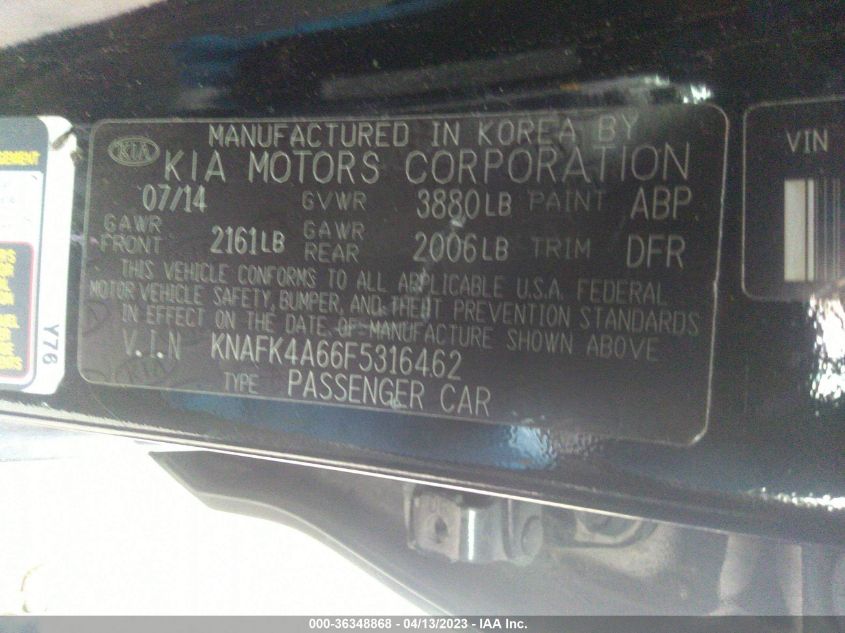 2015 KIA FORTE LX - KNAFK4A66F5316462