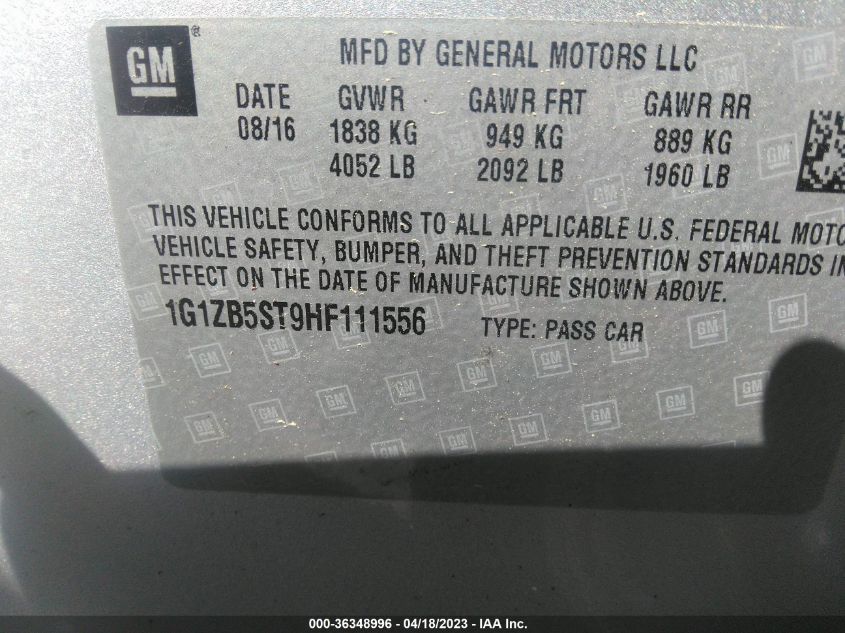 2017 CHEVROLET MALIBU LS - 1G1ZB5ST9HF111556