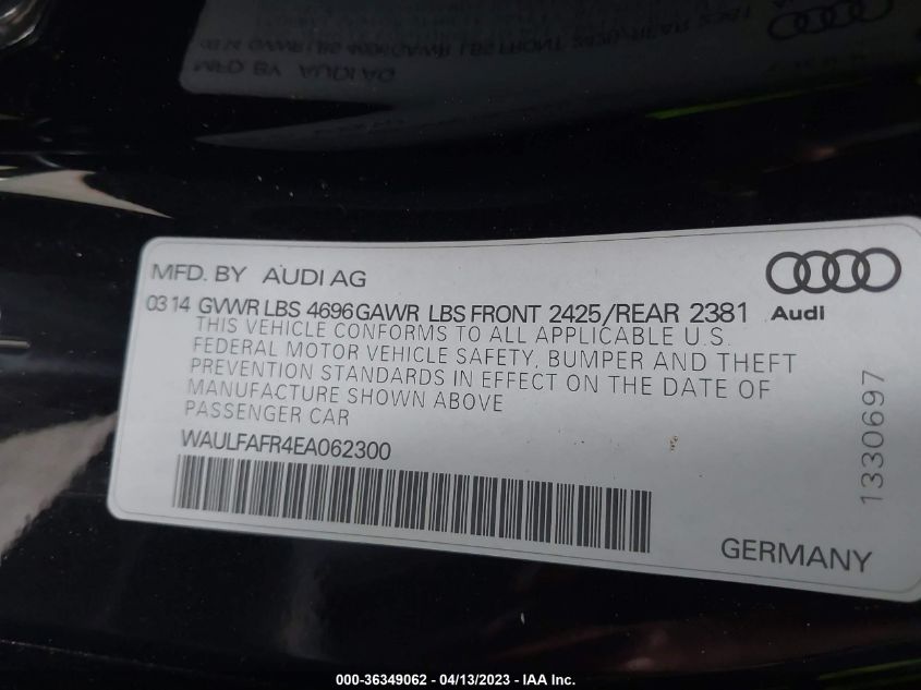 2014 AUDI A5 PREMIUM PLUS - WAULFAFR4EA062300