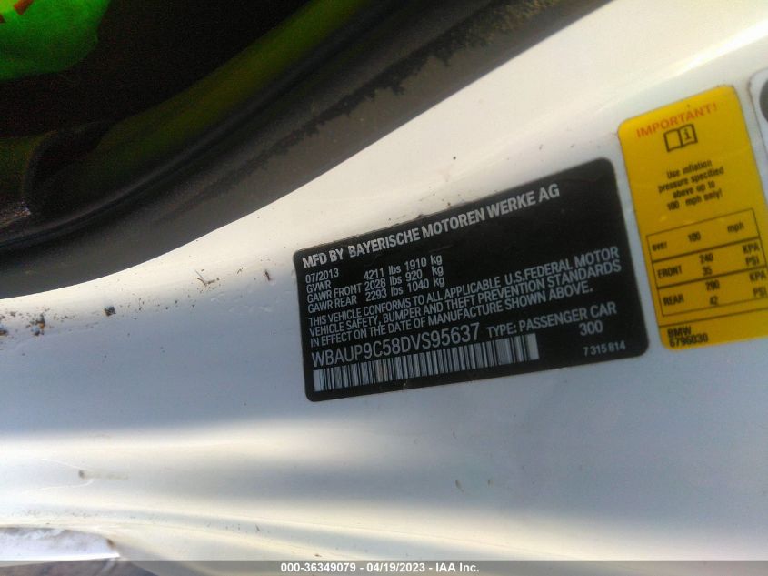 2013 BMW 1 SERIES 128I WBAUP9C58DVS95637