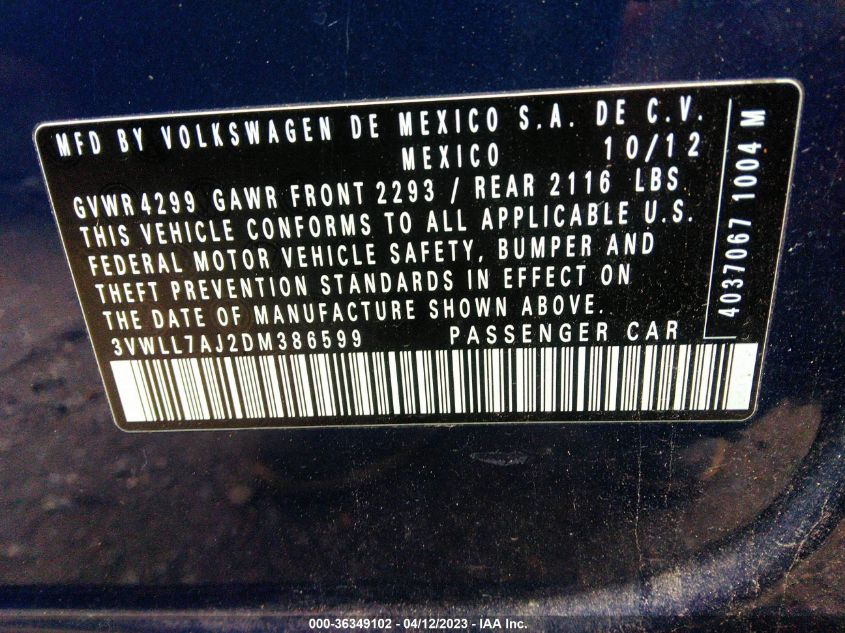 2013 VOLKSWAGEN JETTA SEDAN TDI W/PREMIUM/NAV - 3VWLL7AJ2DM386599