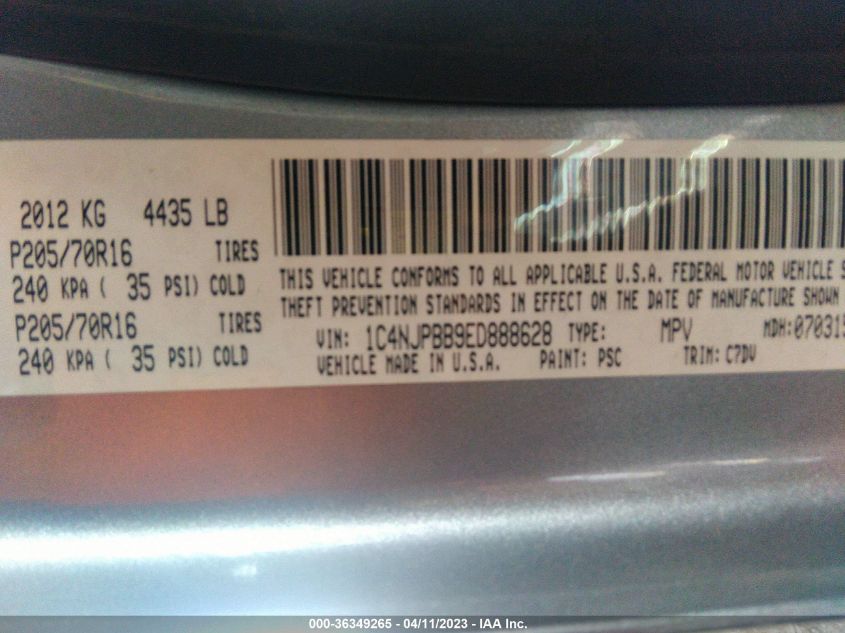 2014 JEEP PATRIOT SPORT - 1C4NJPBB9ED888628