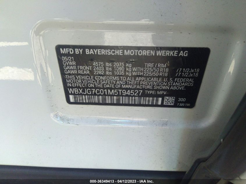 2021 BMW X1 SDRIVE28I - WBXJG7C01M5T94527