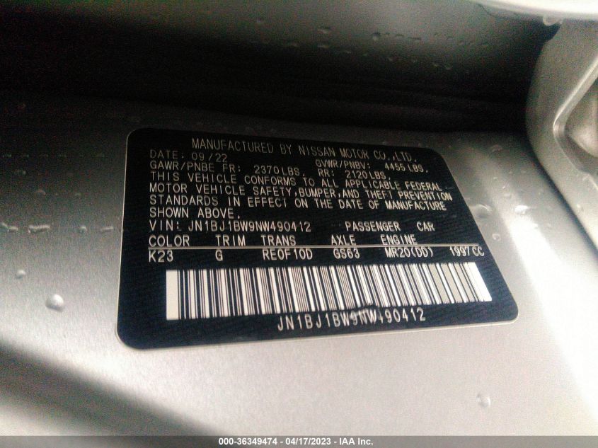 2022 NISSAN ROGUE SPORT SV - JN1BJ1BW9NW490412