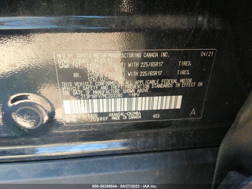 2021 TOYOTA RAV4 XLE - 2T3P1RFV7MC203280