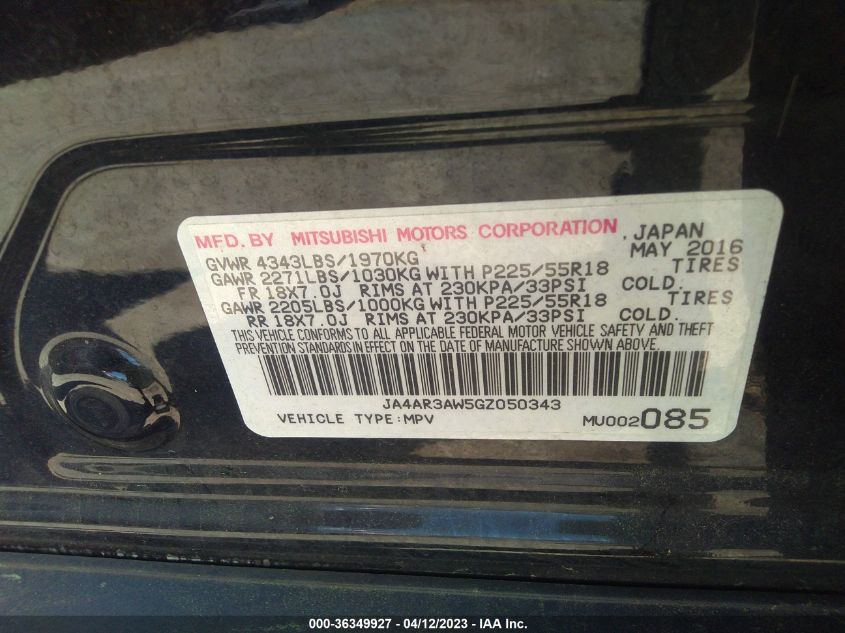 2016 MITSUBISHI OUTLANDER SPORT 2.4 - JA4AR3AW5GZ050343
