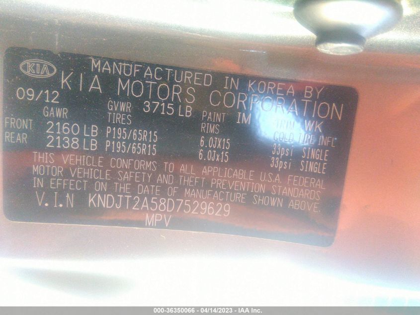 2013 KIA SOUL BASE - KNDJT2A58D7529629
