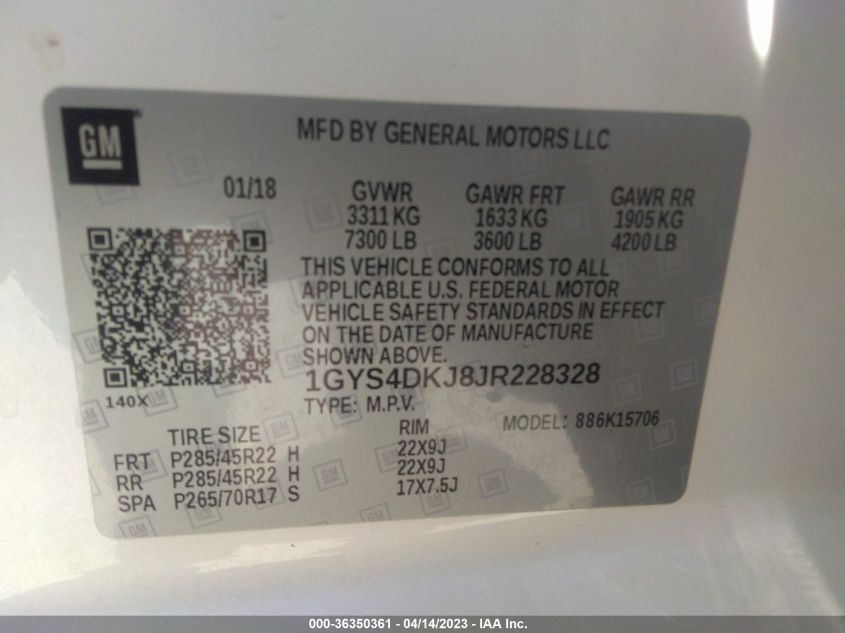 2018 CADILLAC ESCALADE PLATINUM - 1GYS4DKJ8JR228328