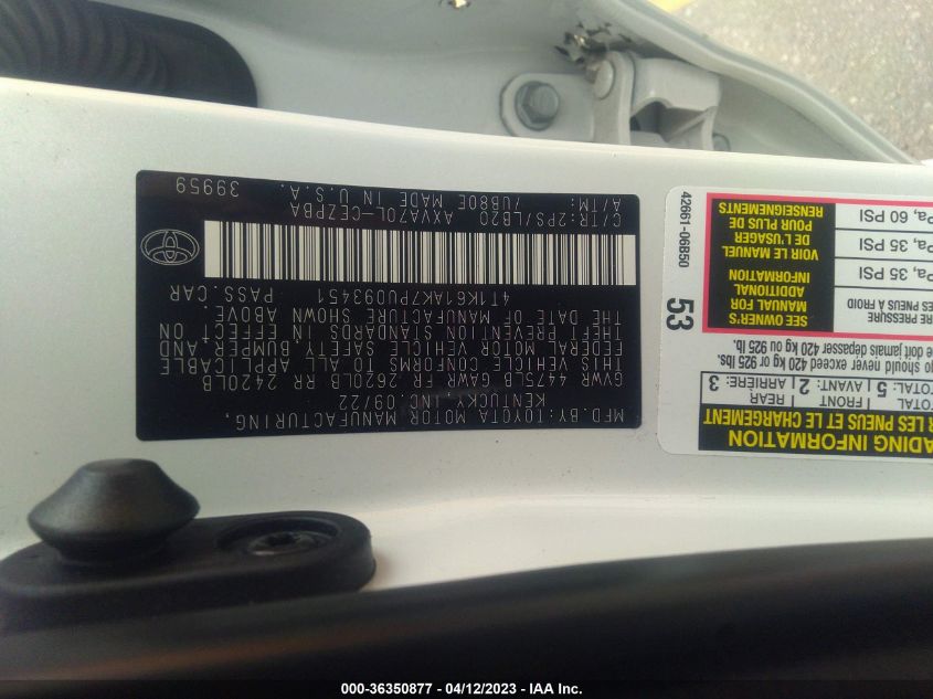 2023 TOYOTA CAMRY XSE - 4T1K61AK7PU093451