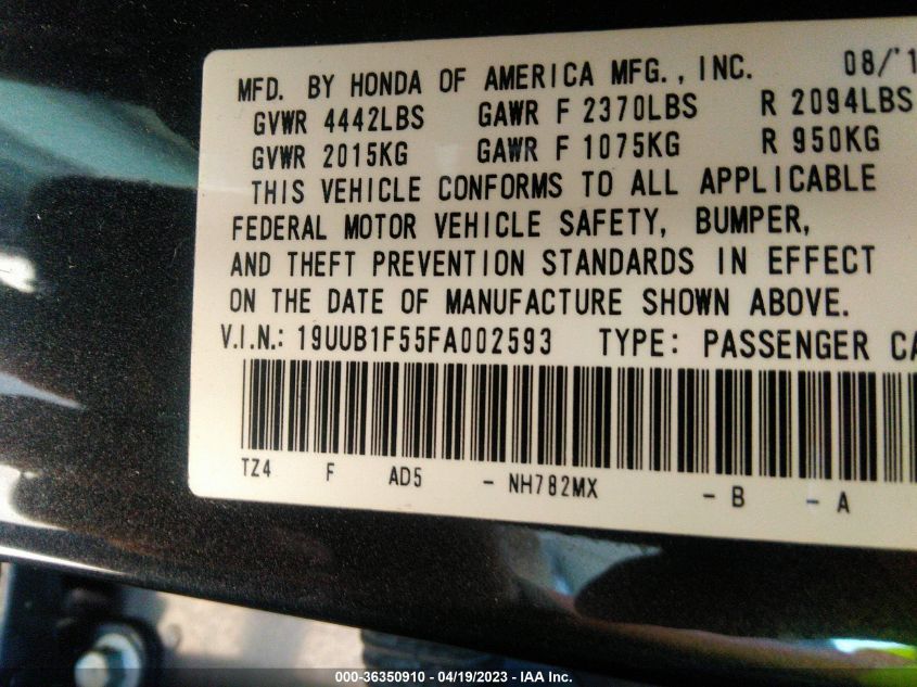 2015 ACURA TLX TECH - 19UUB1F55FA002593