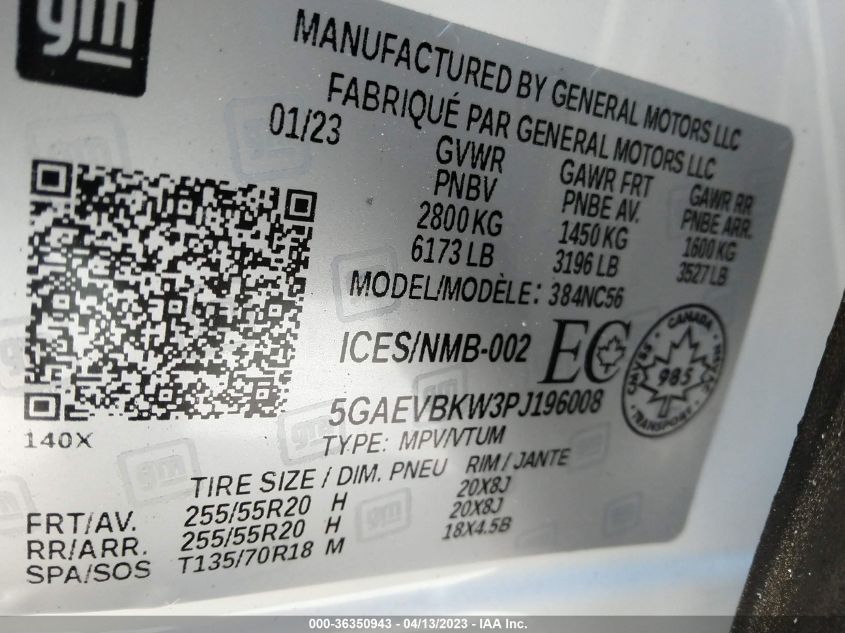 2023 BUICK ENCLAVE PREMIUM - 5GAEVBKW3PJ196008