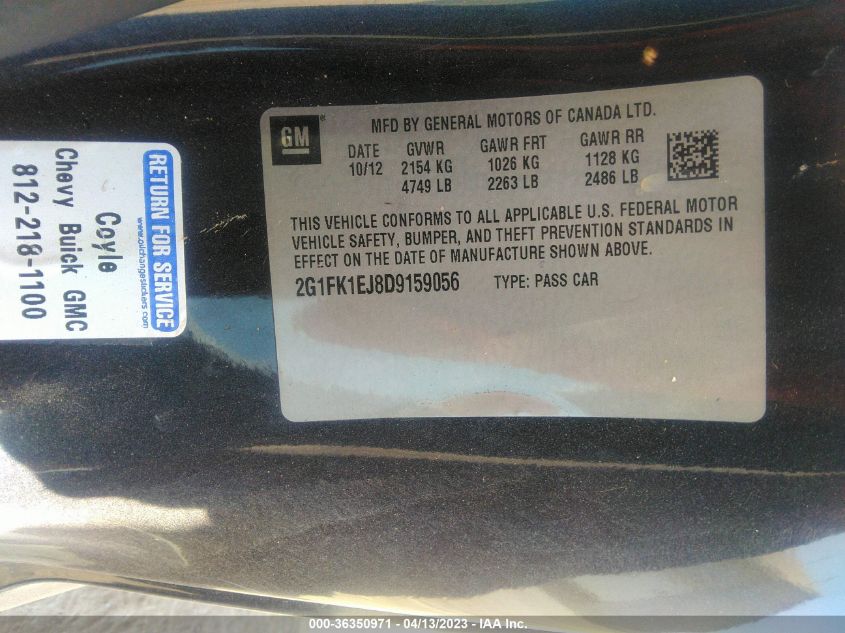 2013 CHEVROLET CAMARO SS - 2G1FK1EJ8D9159056