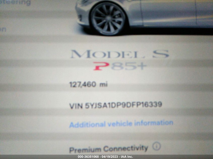 2013 TESLA MODEL S PERFORMANCE - 5YJSA1DP9DFP16339