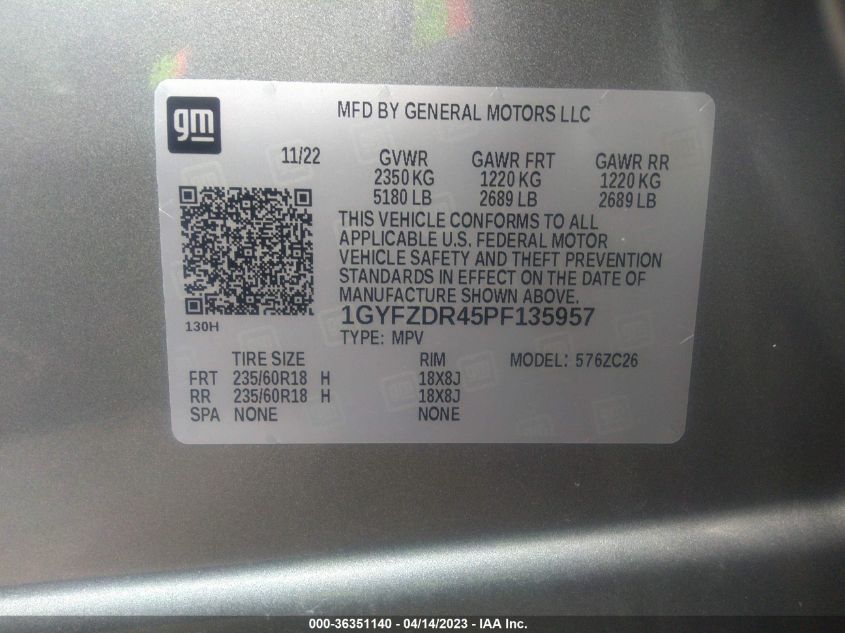 2023 CADILLAC XT4 AWD PREMIUM LUXURY 1GYFZDR45PF135957