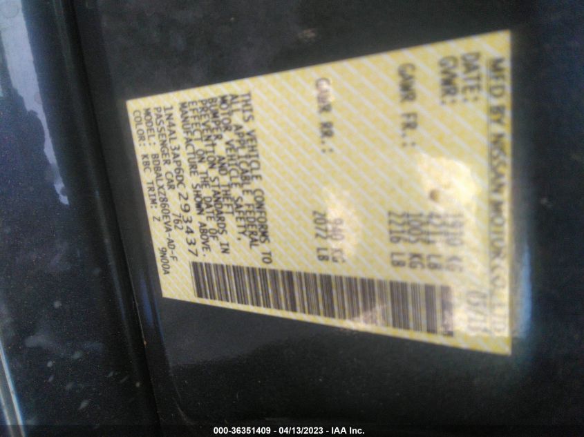 2013 NISSAN ALTIMA 2.5 SL - 1N4AL3AP6DC293437