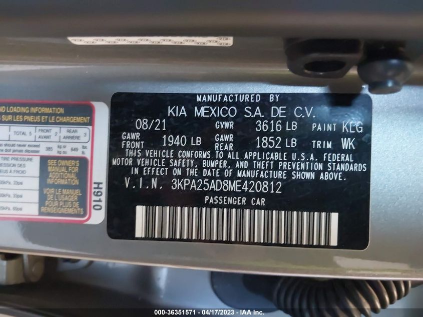2021 KIA RIO 5-DOOR S - 3KPA25AD8ME420812