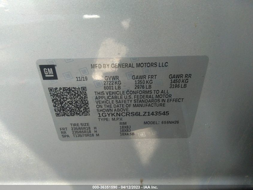 2020 CADILLAC XT5 PREMIUM LUXURY FWD - 1GYKNCRS6LZ143545